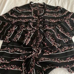 Large floral button down blouse